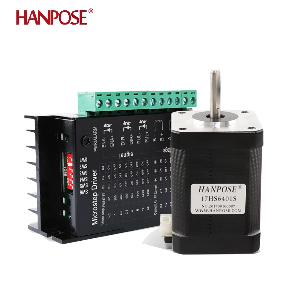 

hanpose 17HS6401s 4-lead 1.7A 70N.CM Nema 17 stepper motor and driver TB6600 9-42V cnc stepper motor kit for 3D printer motor