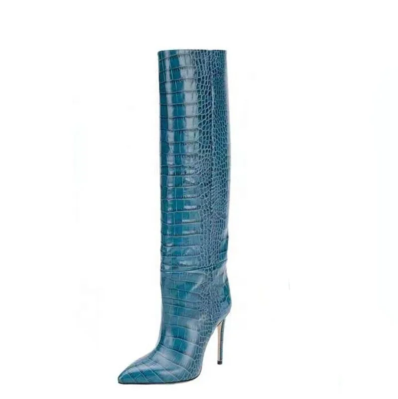 New Fashion Crack Pointed Toe Thin High Heel Slouch Boots Women's Shoes 2021 Sexy Crocodile Leather Green Show High-end Boots, Black green blue
New Fashion Crack Pointed Toe Thin High Heel Slouch Boots Women's Shoes 2021 Sexy Crocodile Leather Green Show High-end Boots, Black green blue
