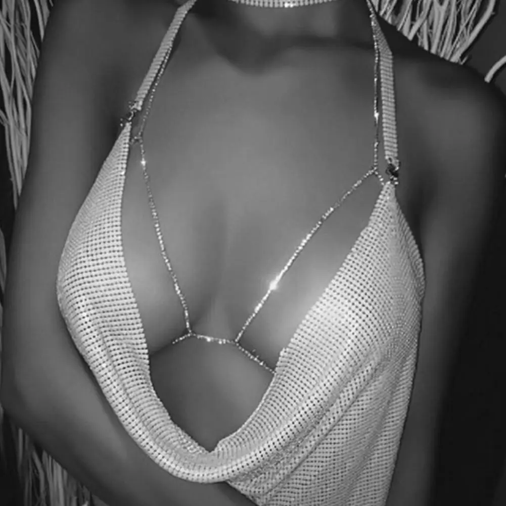 Luxury Iced Rhinestone Body Jewelry Lingerie Chest Bondage Chain Bling Gold Silver Color Crystal Chest Body Chain Sexy Bra Women
Luxury Iced Rhinestone Body Jewelry Lingerie Chest Bondage Chain Bling Gold Silver Color Crystal Chest Body Chain Sexy Bra Women