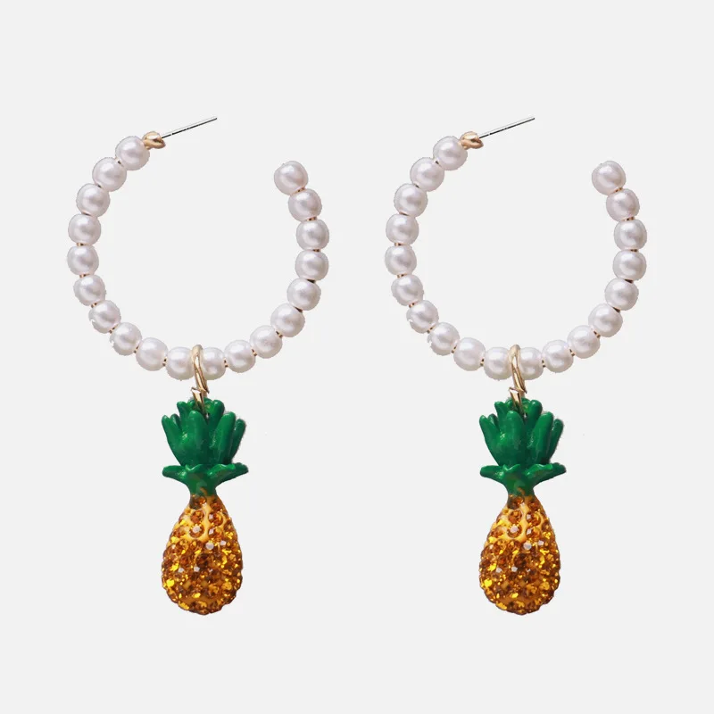 Fashion Personality Design Pearl Pineapple C - shaped Drops Of Oil Earrings, As picture
Fashion Personality Design Pearl Pineapple C - shaped Drops Of Oil Earrings, As picture