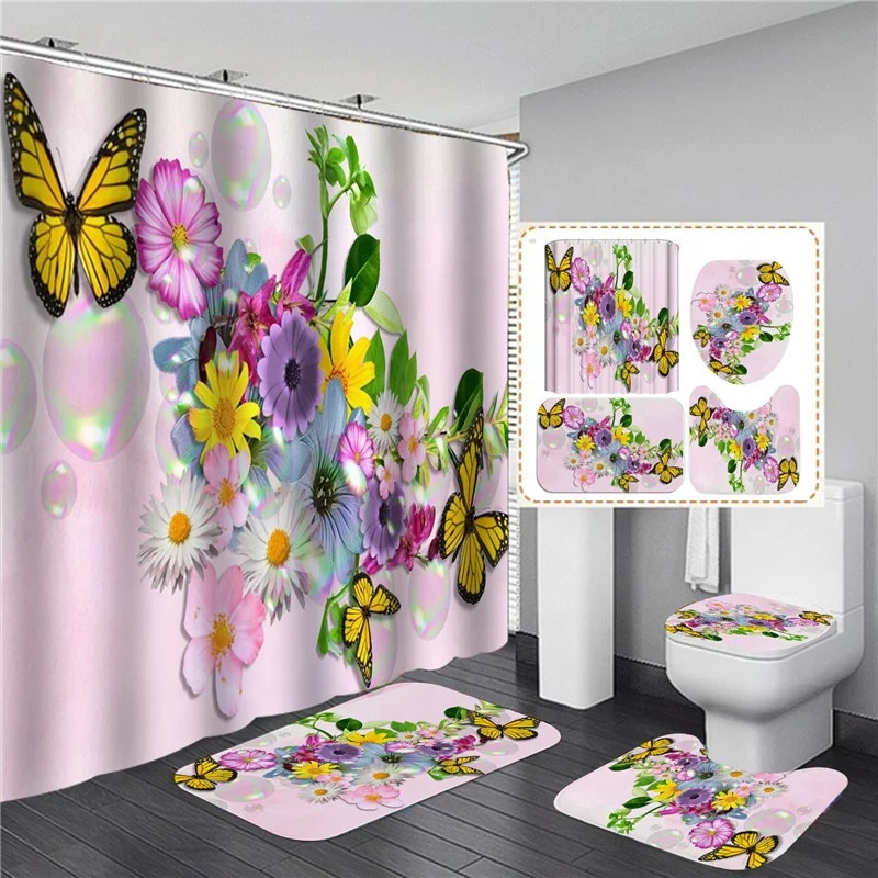 2021 Popular Butterfly 3d Waterproof Bathroom Mat Set With Shower Curtain, Customized color
2021 Popular Butterfly 3d Waterproof Bathroom Mat Set With Shower Curtain, Customized color