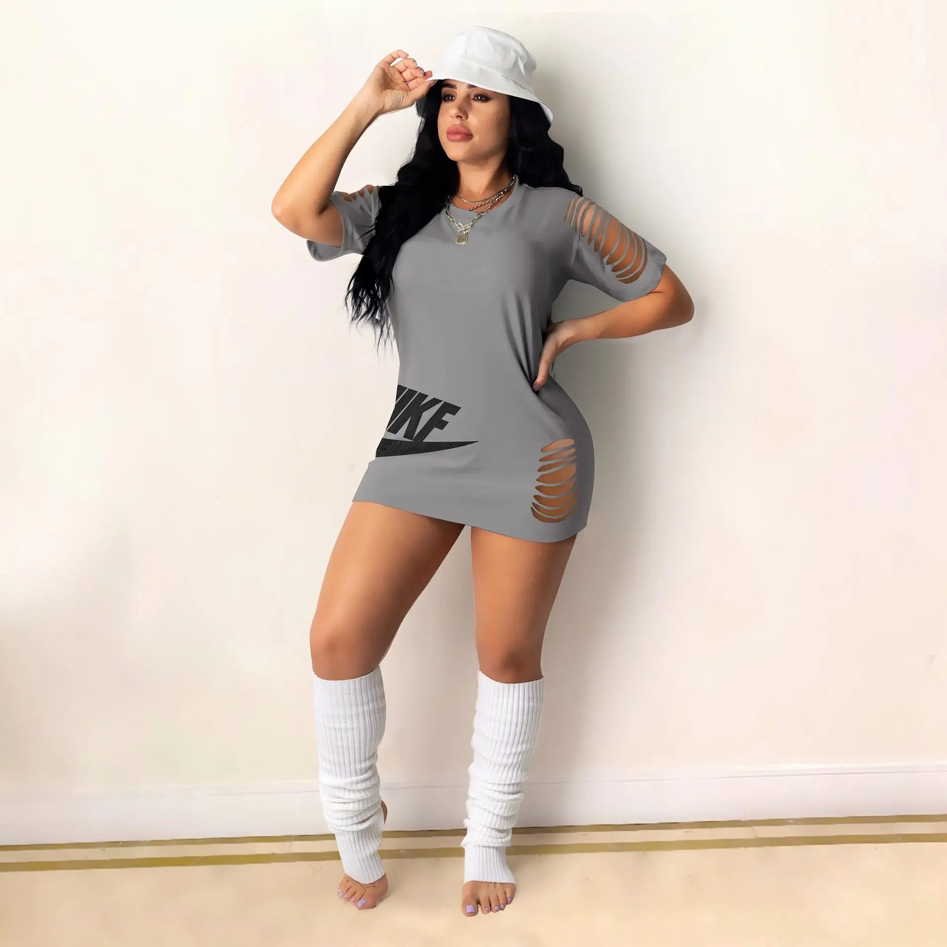 Wholesale Women Summer Casual Round Neck Breathable Short Sleeve T Shirt Dress, As picture
Wholesale Women Summer Casual Round Neck Breathable Short Sleeve T Shirt Dress, As picture