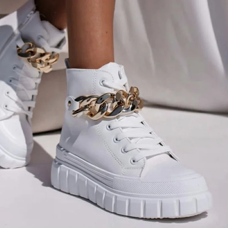 Female High Cut Lace Up Shoes Casual High Top Platform Ankle Chain Shoes For Women, White, apricot, black
Female High Cut Lace Up Shoes Casual High Top Platform Ankle Chain Shoes For Women, White, apricot, black