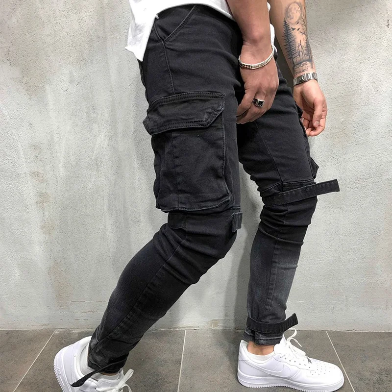 Mens denim jeans fashionable close-fitting street wear