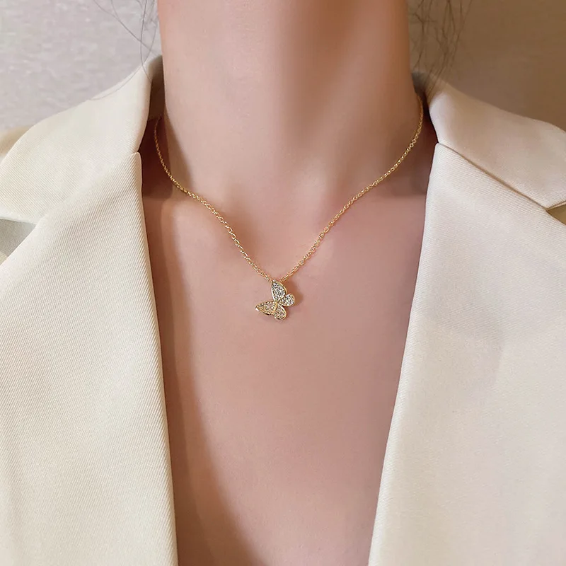 HOVANCI fashion cute gold plated crystal necklace 11 small zircon butterfly pendant necklace
HOVANCI fashion cute gold plated crystal necklace 11 small zircon butterfly pendant necklace