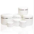 Quick shipping Cosmetic face cream plastic container 100g 200g 300g silver edge white pp plastic jar