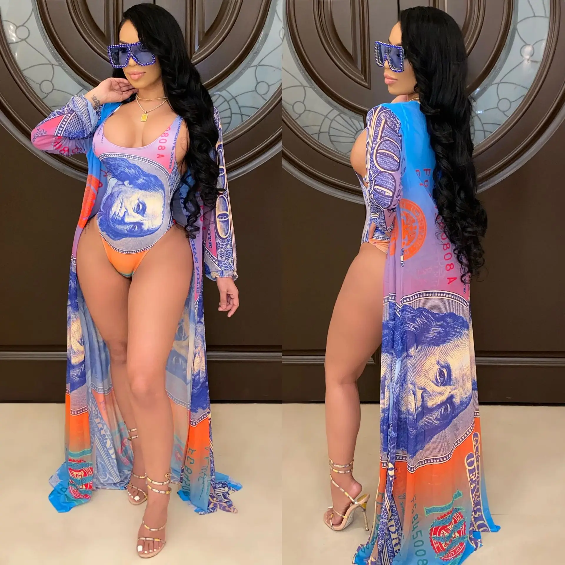 Sexy Printed Scoop Neck One Piece Swimsuit With Long Coat 2021 Trends Women Swimsuit Sets Swim Wear Bikini -PT, Orange,yellow
Sexy Printed Scoop Neck One Piece Swimsuit With Long Coat 2021 Trends Women Swimsuit Sets Swim Wear Bikini -PT, Orange,yellow