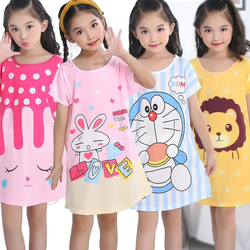 Hot sale cute girls pajamas summer short sleeve cartoon dress home wear girls thin children's nightgown, Picture shows
Hot sale cute girls pajamas summer short sleeve cartoon dress home wear girls thin children's nightgown, Picture shows