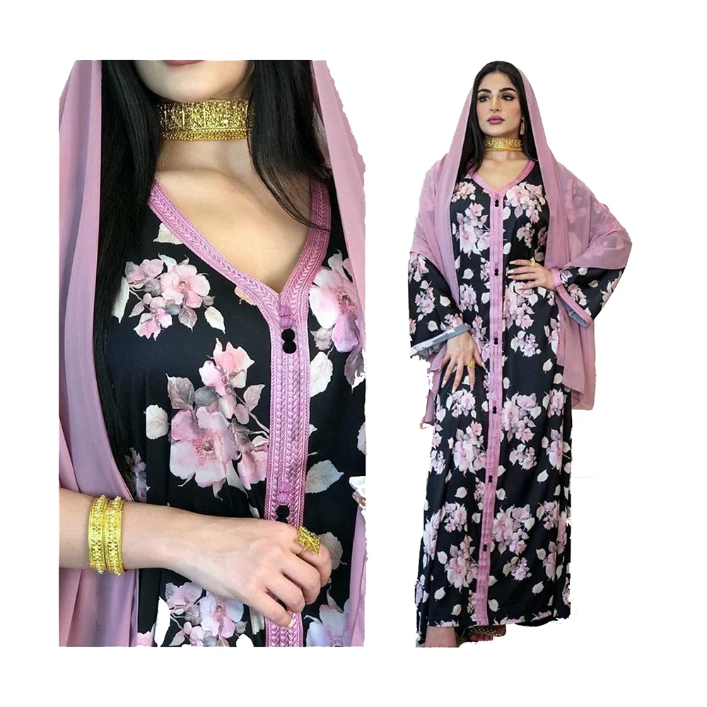 Foma Dresses AB074 dubai islamic ladies clothing pink flower print jalabiya for women long sleeve abaya muslim maxi dress
Foma Dresses AB074 dubai islamic ladies clothing pink flower print jalabiya for women long sleeve abaya muslim maxi dress