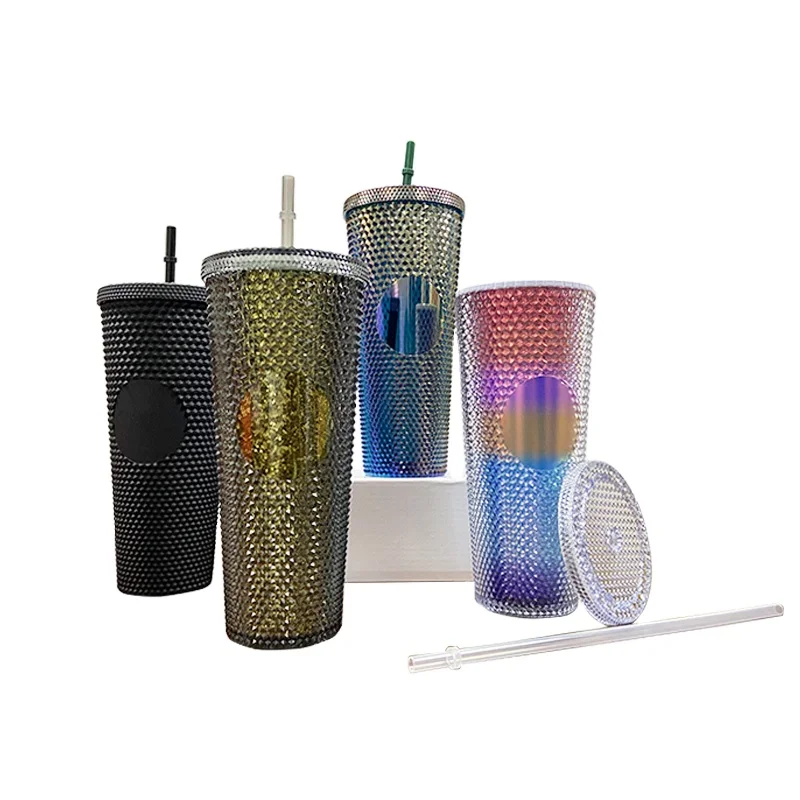 2021 New Custom Logo Double Wall Studded Cups Matte Black Pink Multicolor Grid Plastic Matte Studded Tumbler, Customized colors acceptable
2021 New Custom Logo Double Wall Studded Cups Matte Black Pink Multicolor Grid Plastic Matte Studded Tumbler, Customized colors acceptable