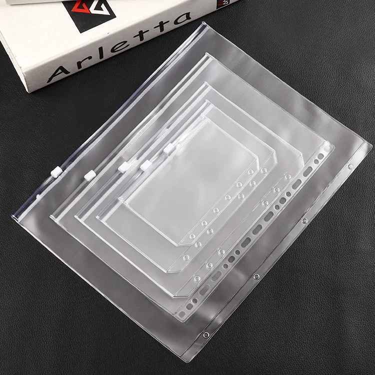 

zipper bag PVC A5 A6 A7 clear frosted transparent loose leaf zip lock bag cash envelopes for budgeting binder insert accessories