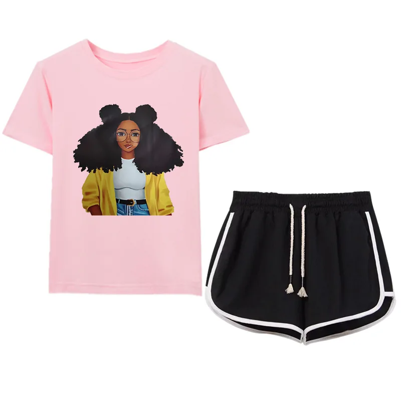 Short-sleeved T-shirt Shorts Two-piece Women's Cartoon Girl Casual Printed T-shirt Shorts Set
Short-sleeved T-shirt Shorts Two-piece Women's Cartoon Girl Casual Printed T-shirt Shorts Set