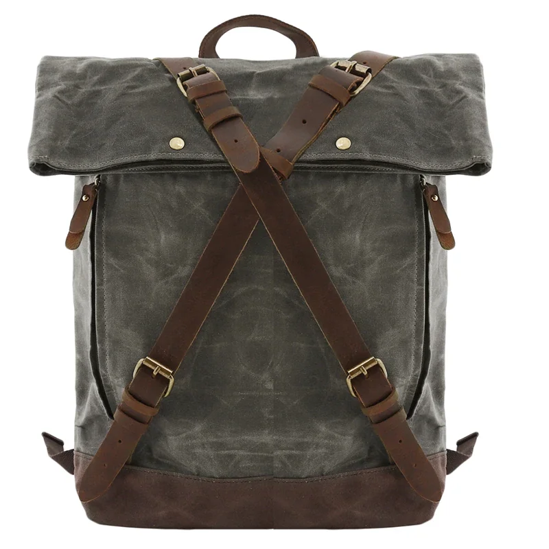 2021 Custom Vintage Canvas Leather Backpacks for Men Waterproof Rucksacks Large Waxed Mountaineering Travel Pack
2021 Custom Vintage Canvas Leather Backpacks for Men Waterproof Rucksacks Large Waxed Mountaineering Travel Pack