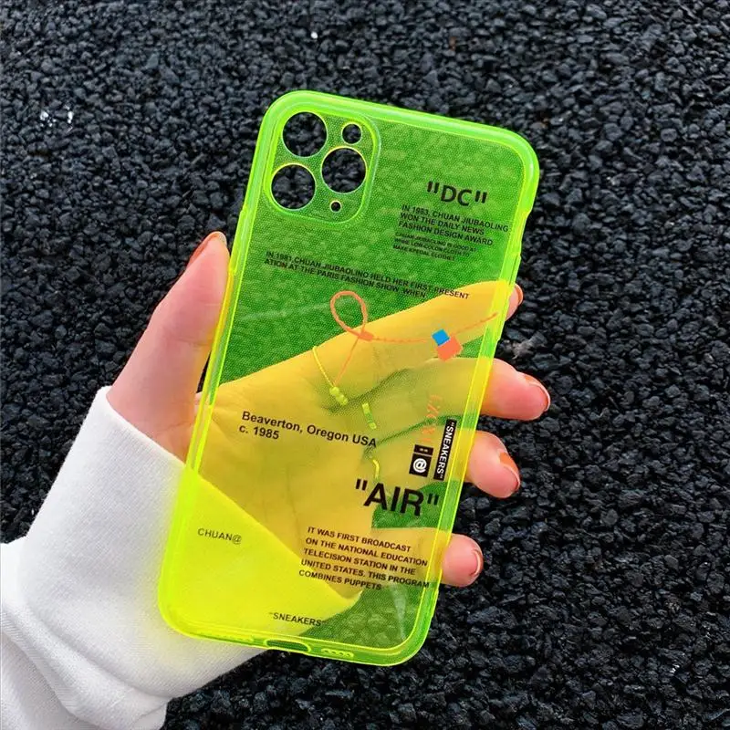 ins Fluorescence Sport Brand White label Phone Case for iPhone 12 mini 11 Pro X XS MAX XR 7 8 Plus Clear Soft Silicon Cover Capa, Color
ins Fluorescence Sport Brand White label Phone Case for iPhone 12 mini 11 Pro X XS MAX XR 7 8 Plus Clear Soft Silicon Cover Capa, Color