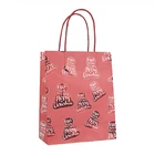 Recyclable Design Party Bags Festive Red Christmas Hat Pattern Design Perfect for Party Favors Christmas Gift Bags