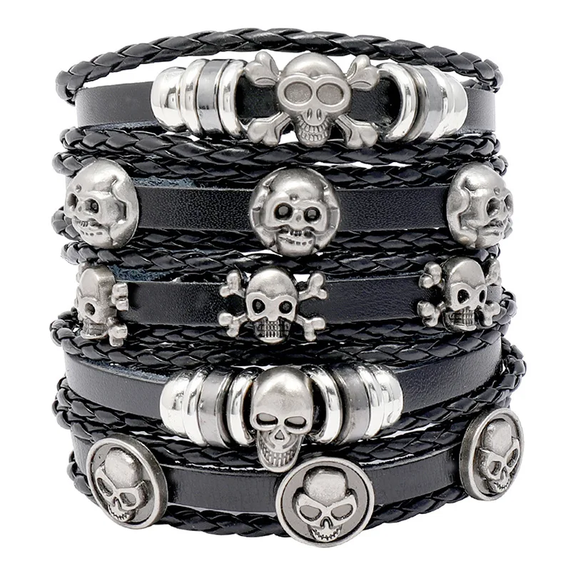 Wholesale Leather Bracelet Men Beaded Leather Bracelets Leather Skull Bracelet Set Jewelry
Wholesale Leather Bracelet Men Beaded Leather Bracelets Leather Skull Bracelet Set Jewelry