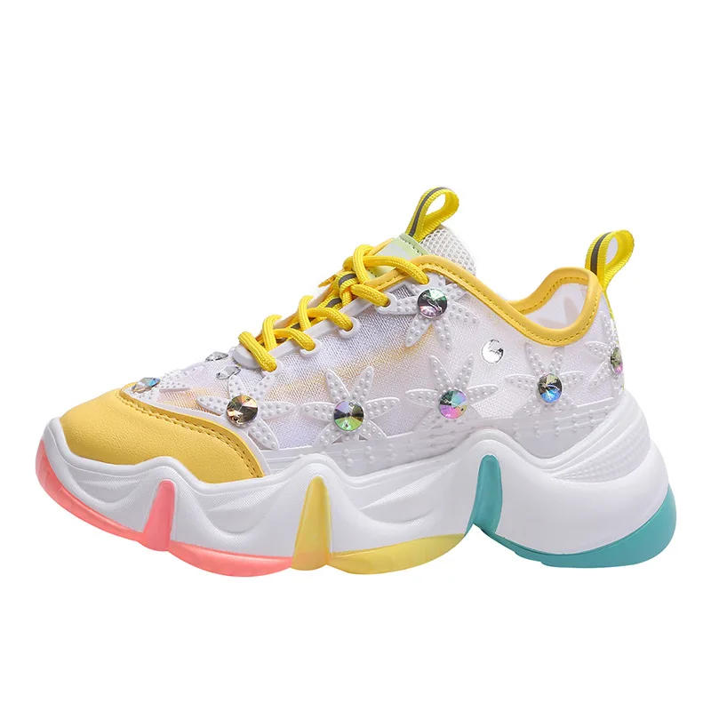 Wholesale Female Sneakers Net Upper Rainbow Outsole Platform Shoes for Ladies, Yellow/green/pink
Wholesale Female Sneakers Net Upper Rainbow Outsole Platform Shoes for Ladies, Yellow/green/pink