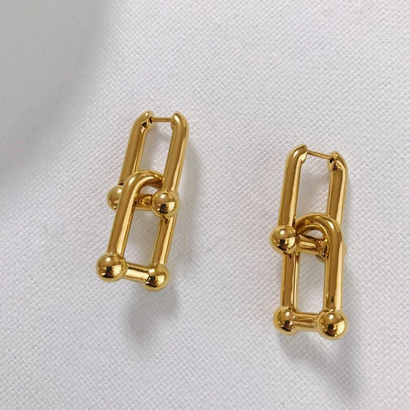 Thick Link U Shape Geometric Earrings Brass Gold Drop Earrings for Women Chic Stylish Earrings Celebrity Jewelry Detachable
Thick Link U Shape Geometric Earrings Brass Gold Drop Earrings for Women Chic Stylish Earrings Celebrity Jewelry Detachable