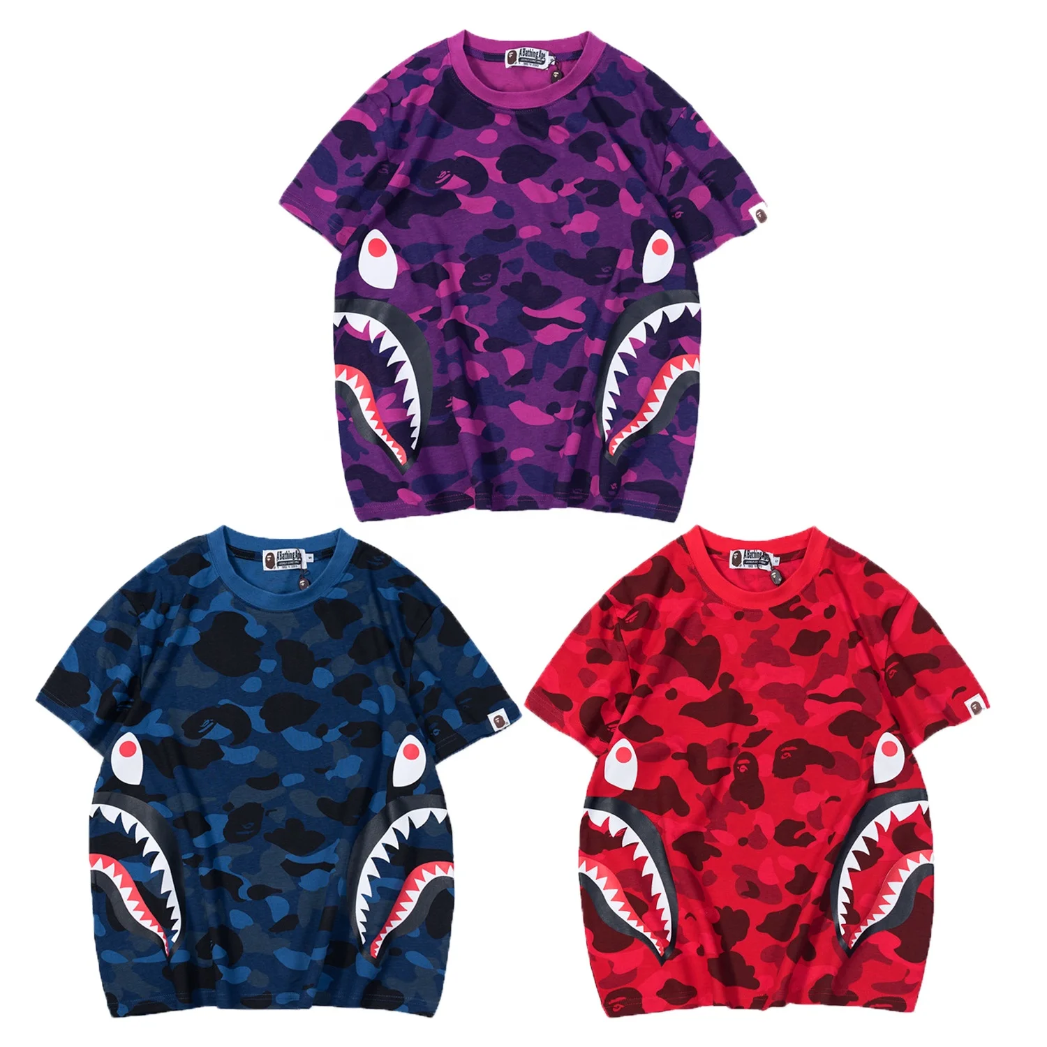 Bape Shark Printed Camouflage Men Hip Hop Cotton T Shirt Bape Logo T Shirts for Men
Bape Shark Printed Camouflage Men Hip Hop Cotton T Shirt Bape Logo T Shirts for Men