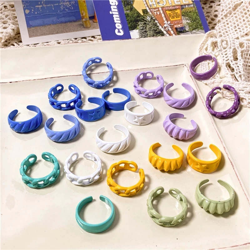 2021 Fashion Cute Retro Rings Open Finger Rings Jewelry Colorful Acrylic Resin Rings for Women, Show in the picture
2021 Fashion Cute Retro Rings Open Finger Rings Jewelry Colorful Acrylic Resin Rings for Women, Show in the picture