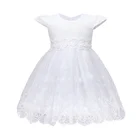Flower Kids Beautiful Formal Gown Dresses Clothing Plain White Lace Short Sleeve Party Wear Frocks For Girls