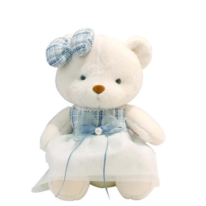 

fluffy 30cm 40cm Teddy bea rwith dress action figure custom plush toy comfort soft cute sitting standing little teddy bear