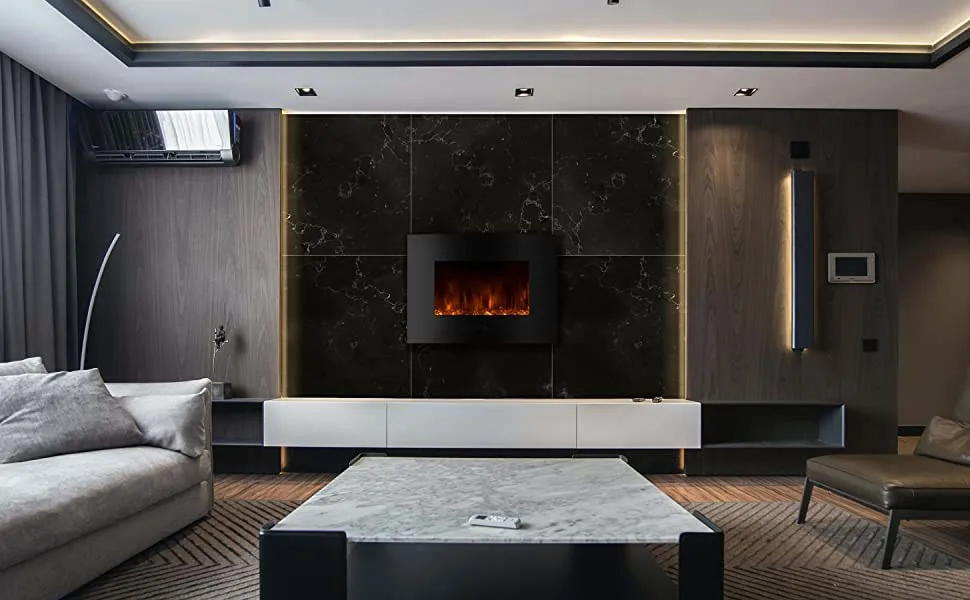 26 Inches Wall Mounted & Freestanding  LED Electric Fireplace with Touch Sensor Control and Remote