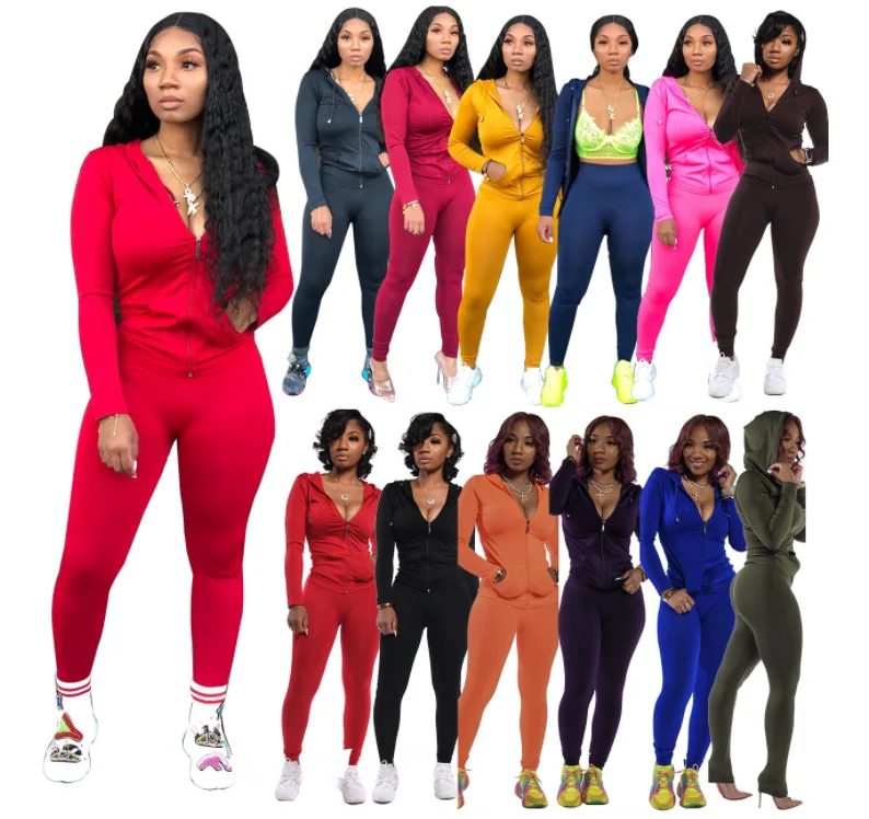Autumn Winter Women's Solid Color Casual Open Chest Hooded Zipper Tops Stacked Sweat Pants Two-Piece Set Custom Womens Clothing
Autumn Winter Women's Solid Color Casual Open Chest Hooded Zipper Tops Stacked Sweat Pants Two-Piece Set Custom Womens Clothing
