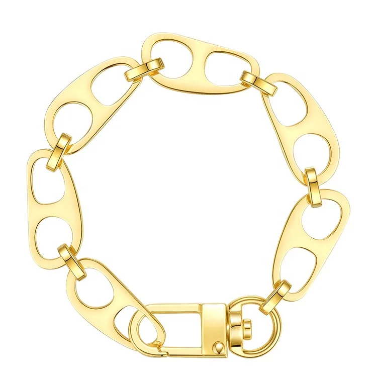 Latest 18K Gold Plated Stainless Steel Jewelry Hollow irregular oval sheet chain Big buckle Bracelet Alloy Buckle B202212
Latest 18K Gold Plated Stainless Steel Jewelry Hollow irregular oval sheet chain Big buckle Bracelet Alloy Buckle B202212
