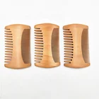 Two Sided Pear Wood Wide Double Tooth Moustache Hair Wooden Beard Comb For Man