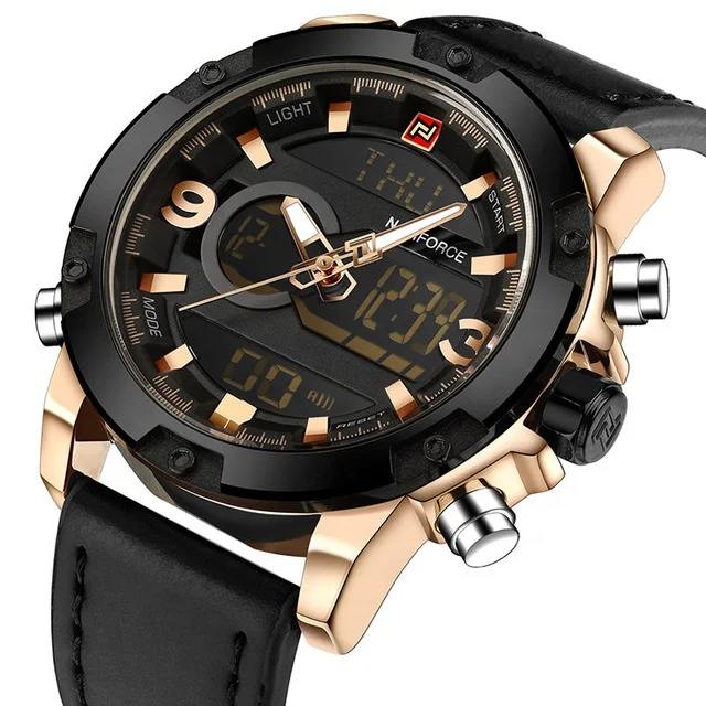 

NAVIFORCE 9097 Brand Men Analog Digital Leather Sports Watches Men's Army Military Watch Man Quartz Clock Relogio Masculino