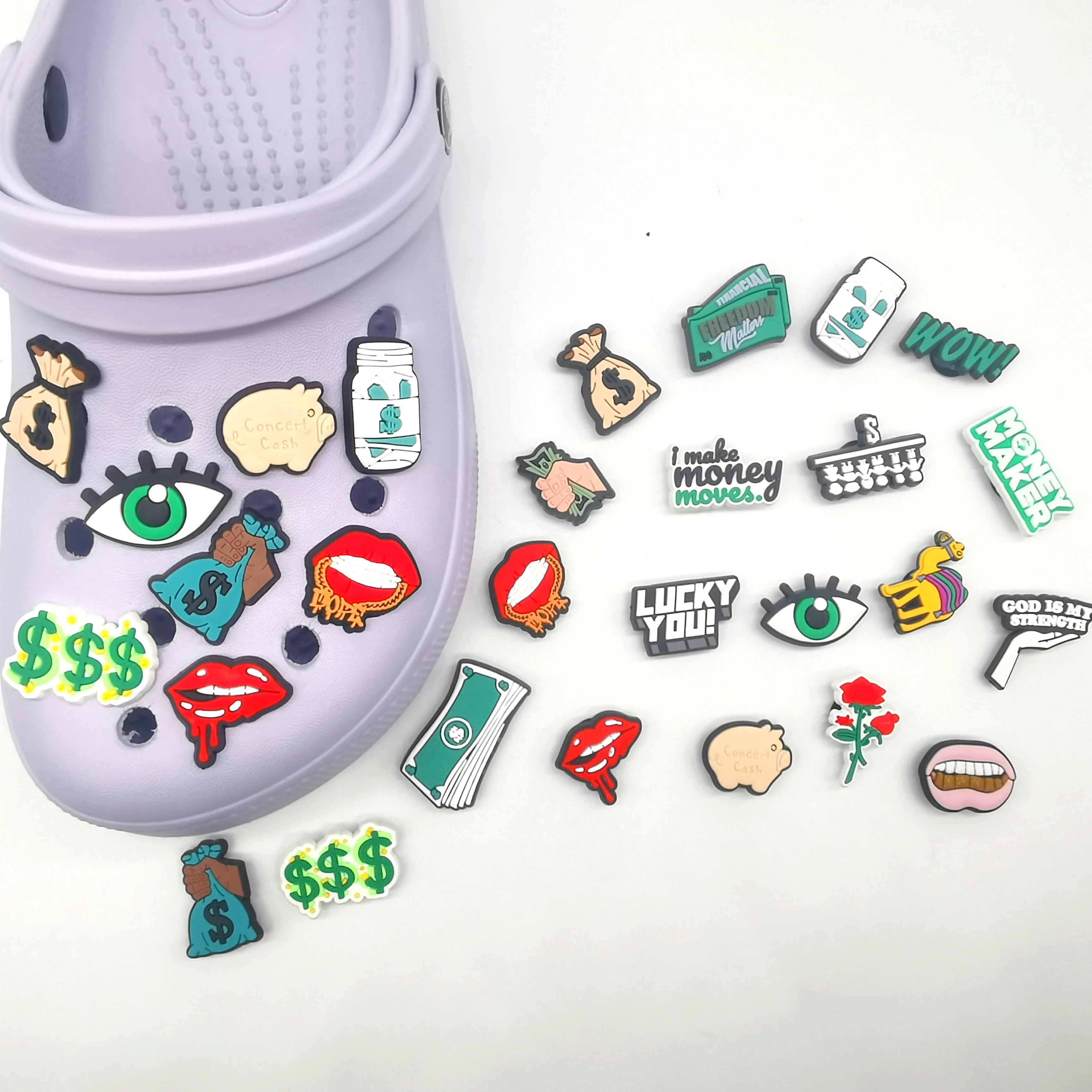 Wholesale Custom dollars Croc Charms for Shoe Decoration Wristband Bracelet Accessories fit Birthday Party Favors Gift
Wholesale Custom dollars Croc Charms for Shoe Decoration Wristband Bracelet Accessories fit Birthday Party Favors Gift