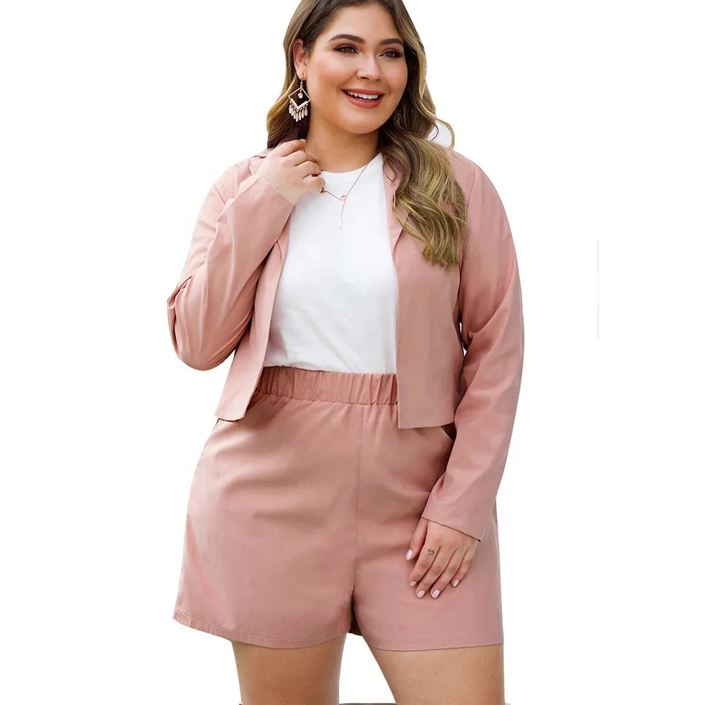Suit Set Clothing Women Plus Size Long Sleeve Blazer Suit Jacket Office Ladies Elegant High Waist Wide Leg Shorts Two Piece Set
Suit Set Clothing Women Plus Size Long Sleeve Blazer Suit Jacket Office Ladies Elegant High Waist Wide Leg Shorts Two Piece Set