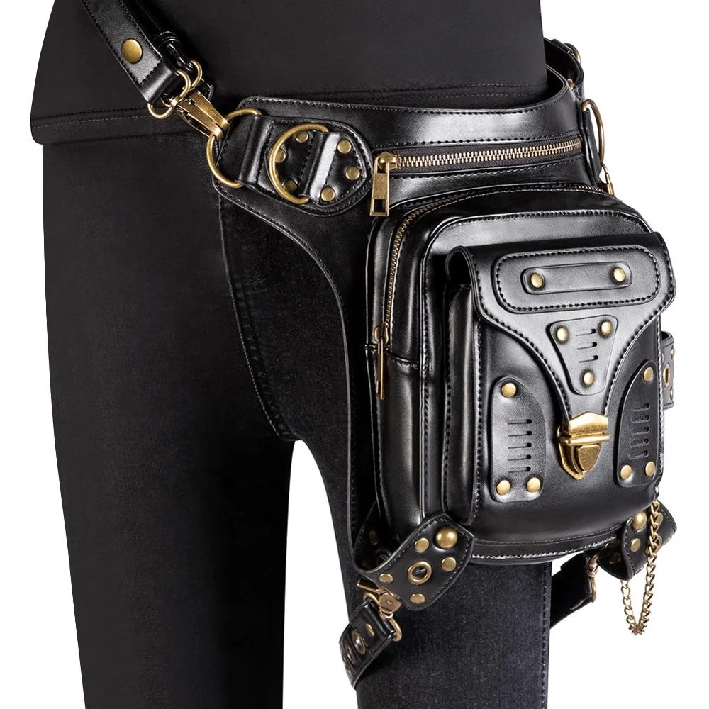 Multifunction Steampunk Retro Shoulder Bag black Gothic Leather Backpack Women Motorcycling Waist Leg Bag
Multifunction Steampunk Retro Shoulder Bag black Gothic Leather Backpack Women Motorcycling Waist Leg Bag