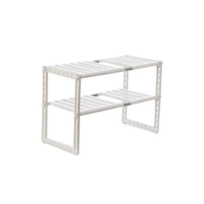 2 Tier Multifunctional Storage Rack with Removable Shelves and Steel Pipes for Kitchen, Bathroom and Garden, White
2 Tier Multifunctional Storage Rack with Removable Shelves and Steel Pipes for Kitchen, Bathroom and Garden, White