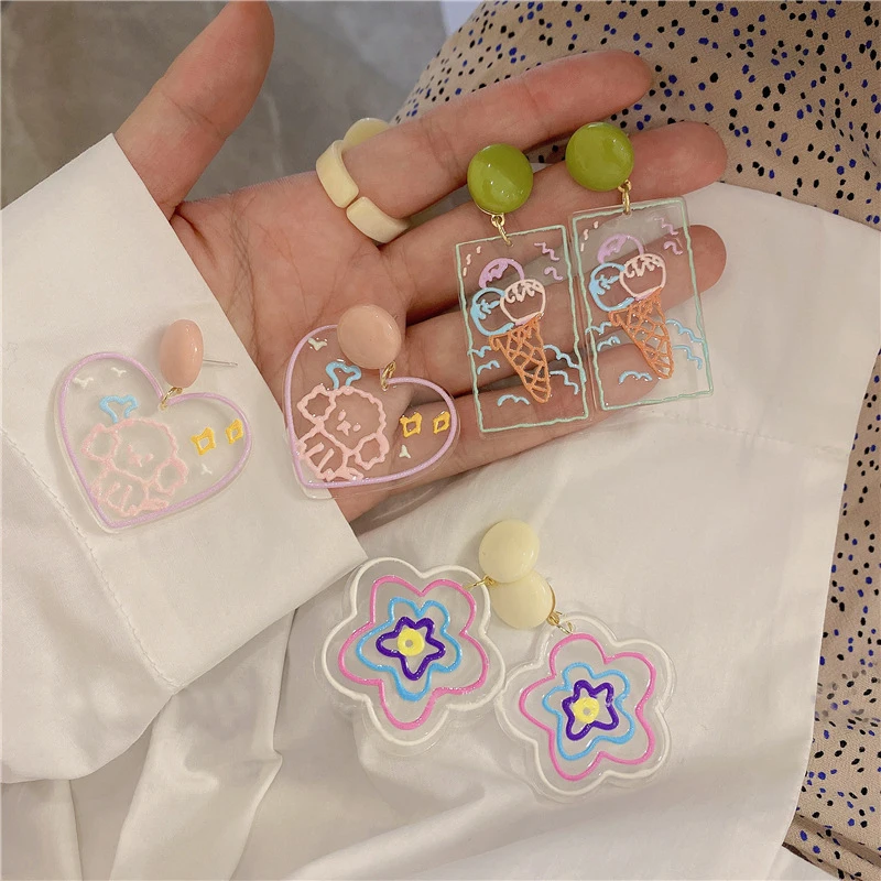 Korean Acrylic Earrings Geometric Icecream Puppy Bunny Animals Flower Silver Needle Cute Big Unique Vintage Korean Earring, Colors
Korean Acrylic Earrings Geometric Icecream Puppy Bunny Animals Flower Silver Needle Cute Big Unique Vintage Korean Earring, Colors