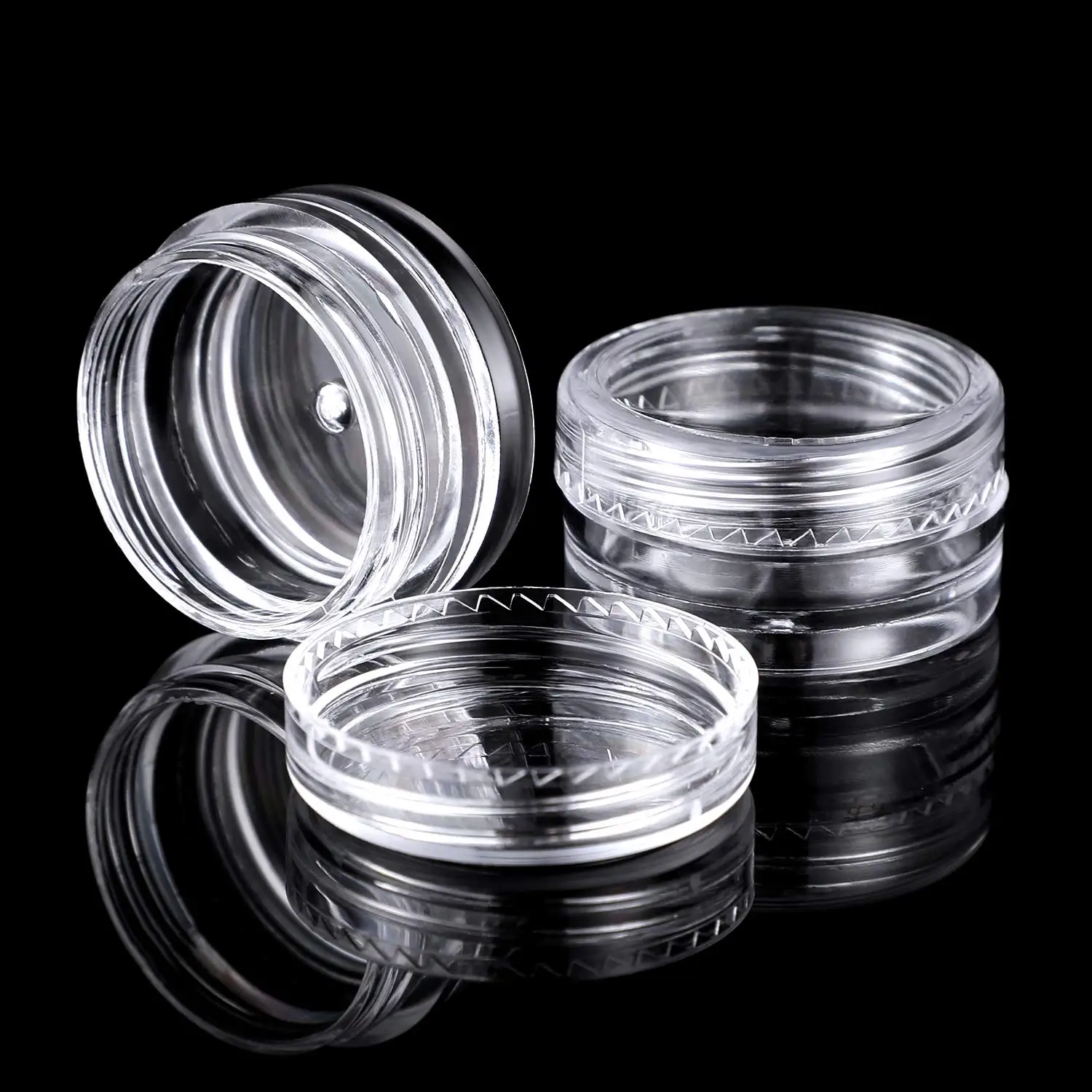 

Round Mini PS Plastic Clear Jar 2g 3g 5g 10g Cheap Small Sample Cream Container For Cosmetic Makeup Power Nail Glitter Jewelry