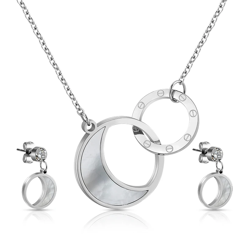 Personalized Moon Chain Buttons Stainless Steel Necklace Sets Jewelry For Women, Steel/gold/rose gold/black
Personalized Moon Chain Buttons Stainless Steel Necklace Sets Jewelry For Women, Steel/gold/rose gold/black