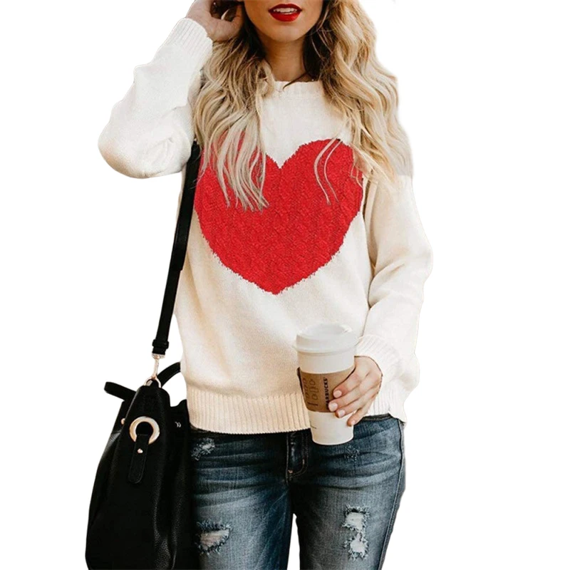 2021 Fall winter Women clothes crew neck Knitted Sweater pullover Custom loving heart ladies long sleeve Women's sweater
2021 Fall winter Women clothes crew neck Knitted Sweater pullover Custom loving heart ladies long sleeve Women's sweater