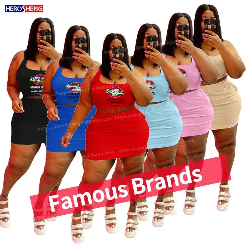 Design Famous brand summer solid color tank top Wholesale plus size two piece skirt set women
Design Famous brand summer solid color tank top Wholesale plus size two piece skirt set women