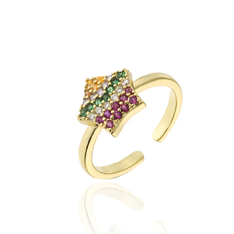 2021 Fashion Trend Micro Inlaid Cubic Zirconia Star Ring Exquisite Simple 18K Gold Plated Rhinestone Crystal Star Ring for Lady
2021 Fashion Trend Micro Inlaid Cubic Zirconia Star Ring Exquisite Simple 18K Gold Plated Rhinestone Crystal Star Ring for Lady