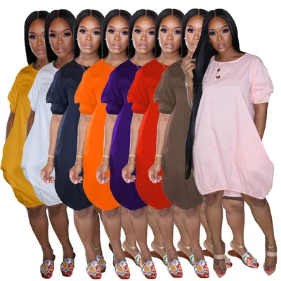 Hot Sale Solid 9 Colors T Shirt Dress Loose Lantern Sleeve Women Girls' Sexy Clothes Lady Elegant Summer Casual Dress
Hot Sale Solid 9 Colors T Shirt Dress Loose Lantern Sleeve Women Girls' Sexy Clothes Lady Elegant Summer Casual Dress
