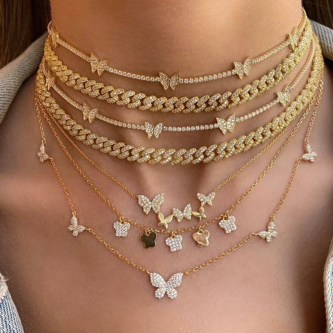 high quality fashion jewelry 5A cubic zirconia thin cz tennis chain butterfly necklace bracelet jewelry set
high quality fashion jewelry 5A cubic zirconia thin cz tennis chain butterfly necklace bracelet jewelry set