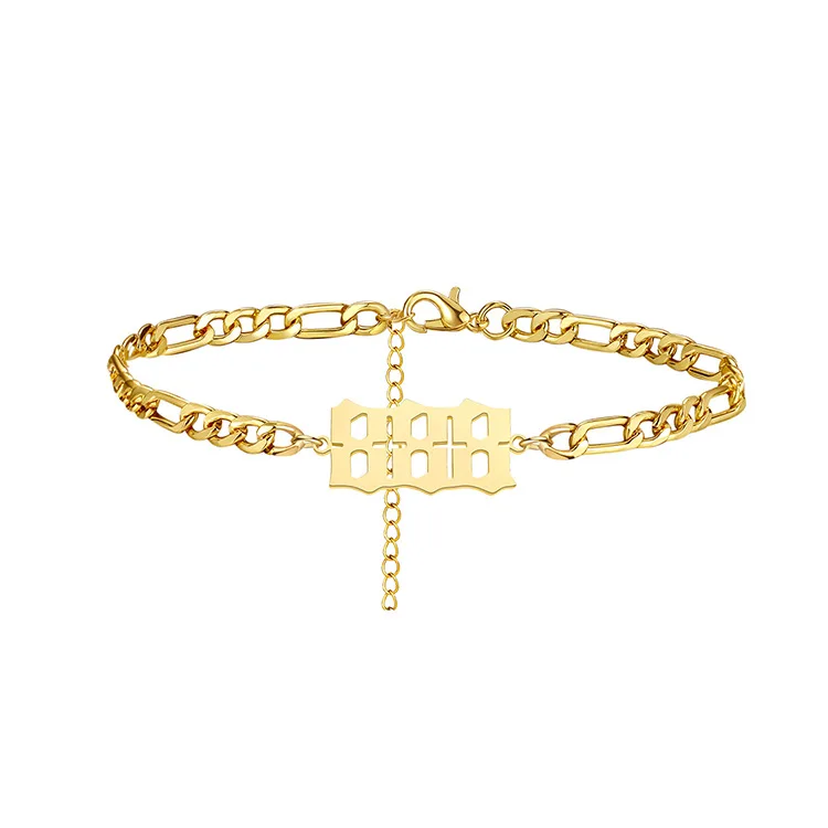 Amazon Hot Selling Tarnish Free Angel Digital Foot Chain Jewelry Stainless Steel Figaro Chain Angel Number Anklets
Amazon Hot Selling Tarnish Free Angel Digital Foot Chain Jewelry Stainless Steel Figaro Chain Angel Number Anklets