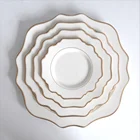 Modern design sunflower gold rim bone china dinnerware plates, porcelain dinner set