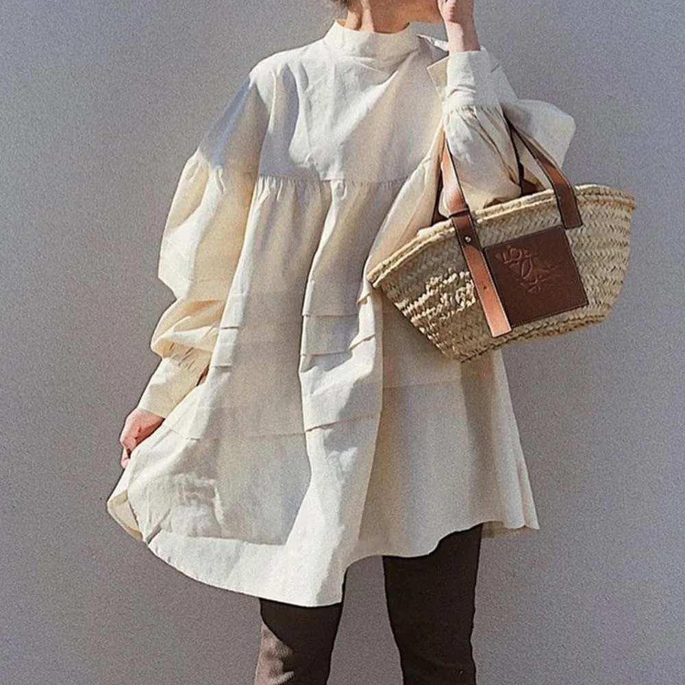 Wholesale 2020 Spring and Summer Korean Loose Cascading Lotus Leaf Sleeve Casual Dress Stand Collar College Style Girl Dress, Apricot
Wholesale 2020 Spring and Summer Korean Loose Cascading Lotus Leaf Sleeve Casual Dress Stand Collar College Style Girl Dress, Apricot