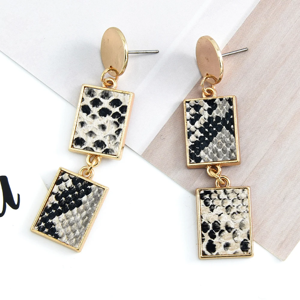 Veijer Vintage Women Gold Plated PU Alloy Geometry Square Black Leopard Drop Earrings, Multi
Veijer Vintage Women Gold Plated PU Alloy Geometry Square Black Leopard Drop Earrings, Multi