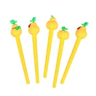 Best selling brand name children cute stationery plastic yellow pear shaped black ink gel pen set