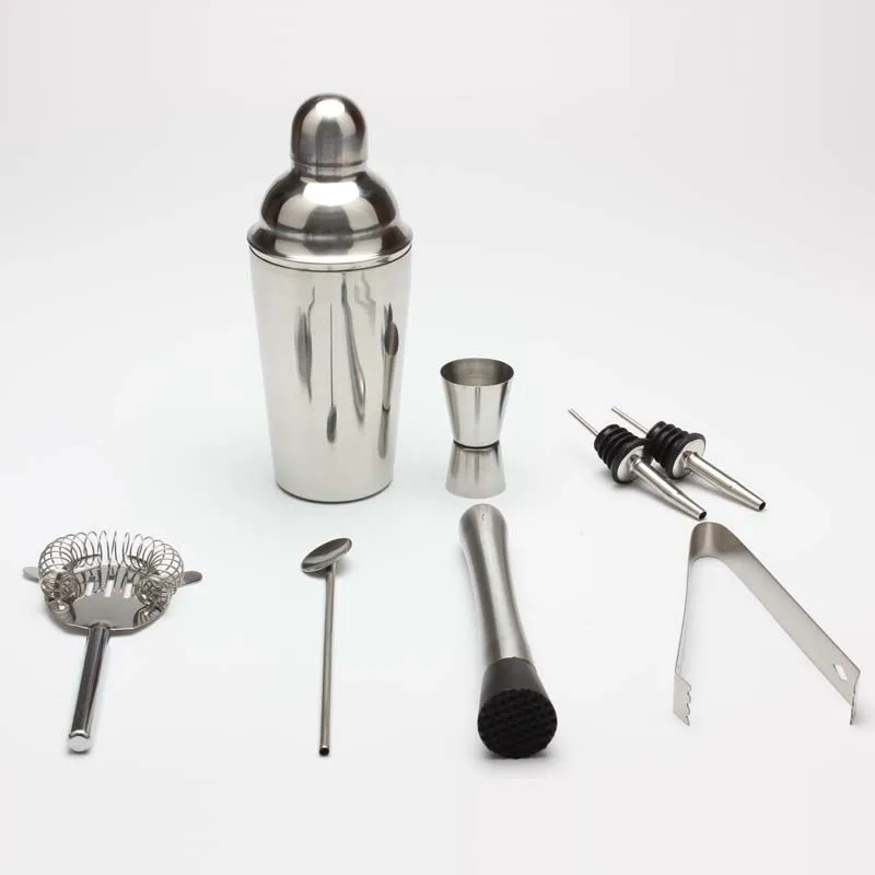11 Piece Bar Tools Set Kit Tool in Black cloth bag Stainless Steel Cocktail Set Metal Cocktail Shaker, Metallic silver
11 Piece Bar Tools Set Kit Tool in Black cloth bag Stainless Steel Cocktail Set Metal Cocktail Shaker, Metallic silver