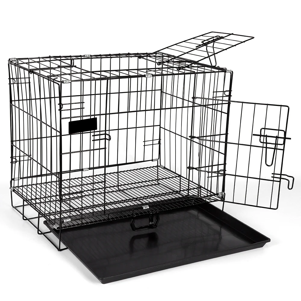 On sale 45 degree chamfered wire foldable small animal dog cages double door lock collapsible dog cage, Blue/black
On sale 45 degree chamfered wire foldable small animal dog cages double door lock collapsible dog cage, Blue/black